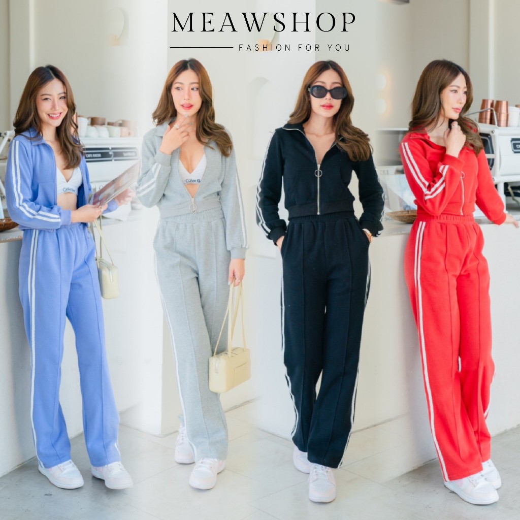 Set ชุดวอร์ม สวมใส่สบาย S-XL ชุดออกกำลังกาย ชุดขึ้นเครื่อง ชุดใส่เที่ยว ชุดวอร์มสวยๆ ชุดกีฬา ธีมกีฬา ชุดคู่เพื่อน ชุดสวย