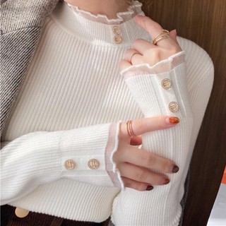 ส่งไวจากไทย เสื้อแขนยาวคอเต่า ผ้าไหมพรม ผ้ายืดใส่สบาย แต่งกร…