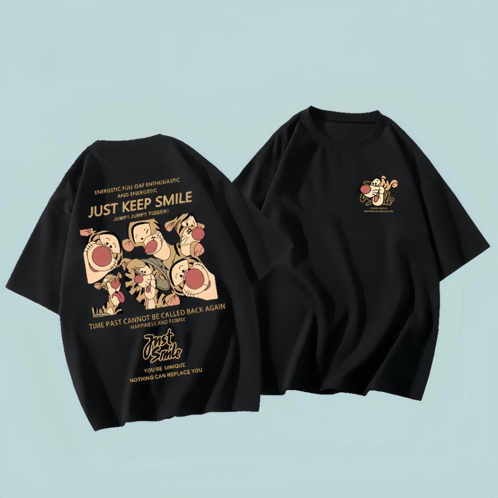 พร้อมส่ง!! เสื้อยืดแฟชั่น Oversize ผ้าCOTTON100% สไตล์เกาหลี แบบทันสมัย แขนสั้น คอกลม ลายการ์ตูนน่ารัก เสื้อคู่รัก ส่งไว