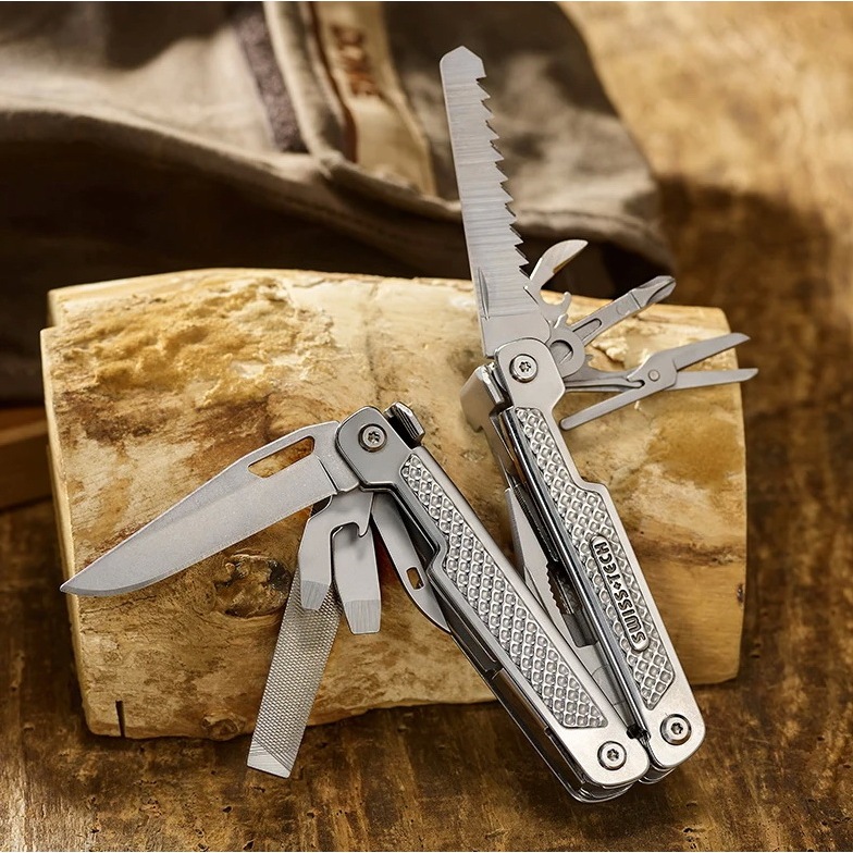 มัลติทูล multi-tool pliers  SwissTech 15 in 1 เครื่องมือเอนกประสงค์ คีม มีดพับของแท้ เหล็ก 8CR13MOV มีดแคมป์ EDC