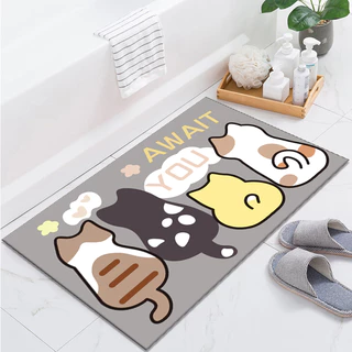 jjdaily2 พรมเช็ดเท้า ขนาด 40*60cm ในห้องนอน ห้องครัวและห้องน้ำ พรมเช็ดเท้า ลายน่ารัก นุ่มสบาย A252