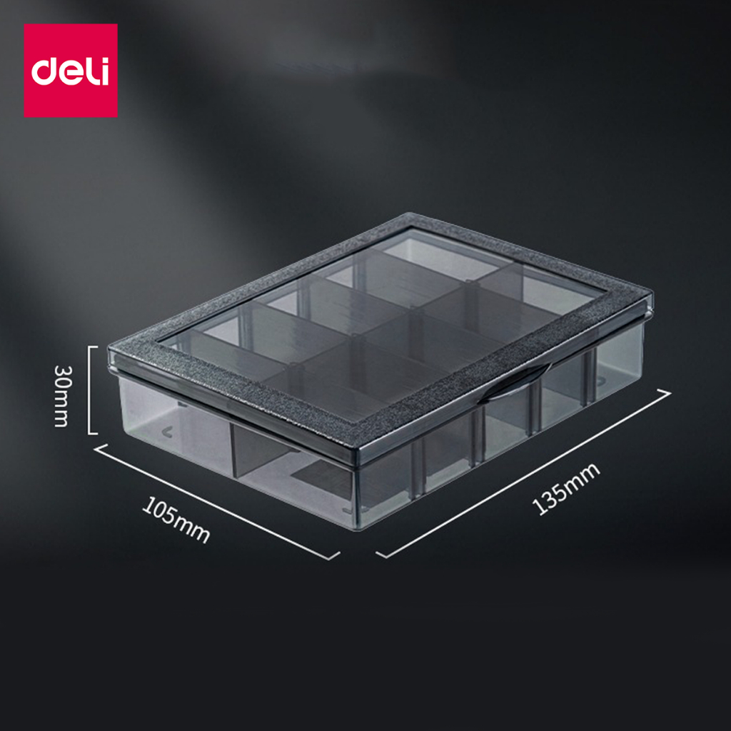 Deli กล่องใส่อุปกรณ์ กล่องแบ่งช่อง กล่องพลาสติกใสแบ่งช่อง แผ่นกั้นช่องถอดได้ ทนทาน พกพาง่าย  Tool Box - รูปที่ 4