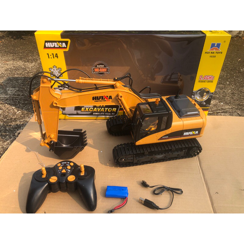 รถแมคโครหัวตักเหล็กบังคับ 15ฟังก์ชั่นตักได้จริง#huina1550#huina1535