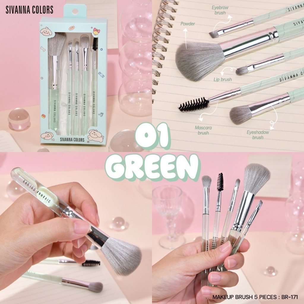 สิวันนา ชุดแปรงแต่งหน้า 5ชิ้น BR171 ครบทั้ง ปาก แก้ม ตา คิ้ว Sivanna Colors MakeUp Brush - รูปที่ 4