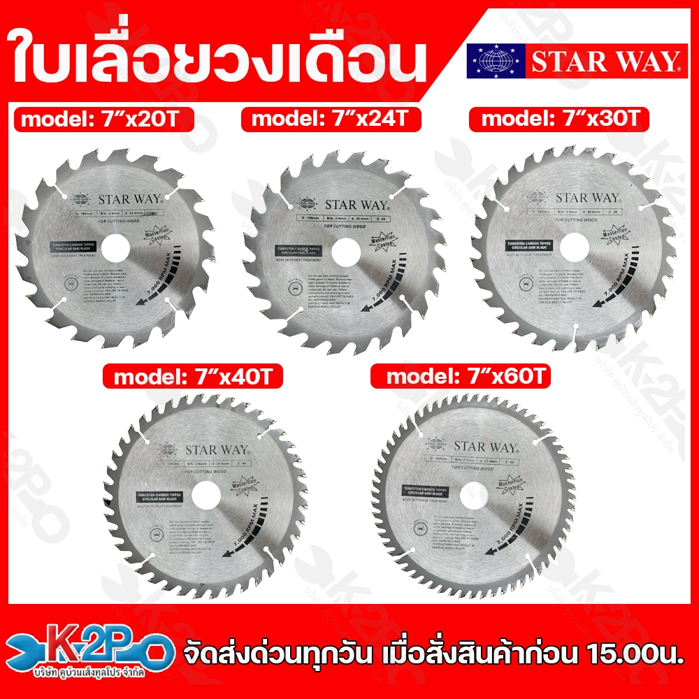 Star way ใบเลื่อยวงเดือน ตัดไม้ 8 นิ้ว 20-60 ฟัน (แกนใน25.5มิล) รุ่นงานหนัก ใบเลื่อยไม้ รับประกันคุณภาพ