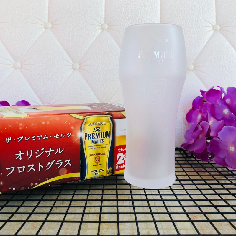 แก้วเบียร์เนื้อขุ่น SUNTORY The PREMIUM MALT’S Beer 380ml มือสอง ของแท้ จากญี่ปุ่น