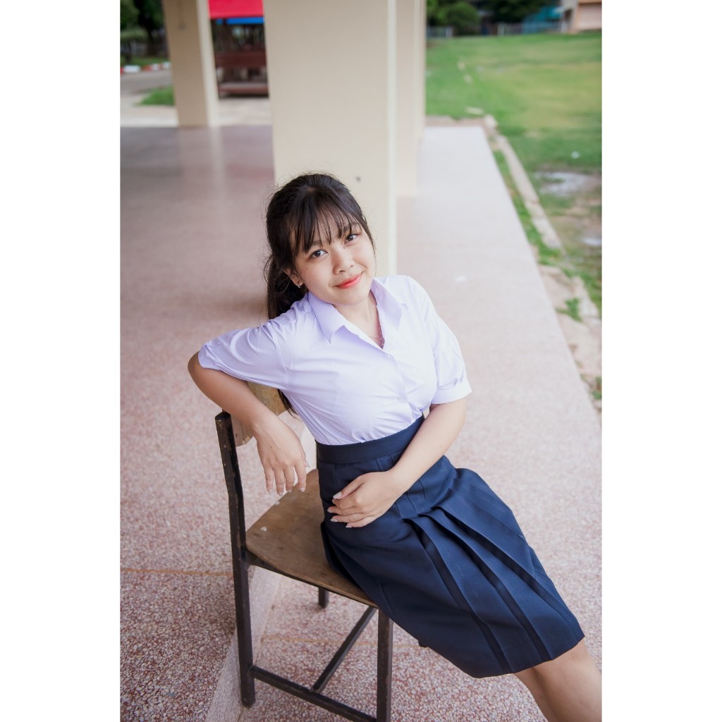 “สีกรมเข้ม” เกล็ด 6.5 ยาว 23-24 กระโปรงนักเรียนทรงแคบ  ตราลุงนัย - รูปที่ 2