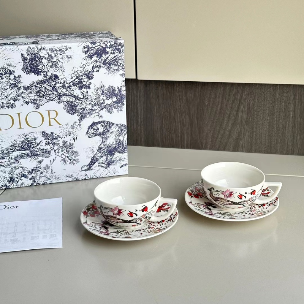 DIOR Hundred birds arguing series bone China coffee cup saucer set senior afternoon tea cup saucer