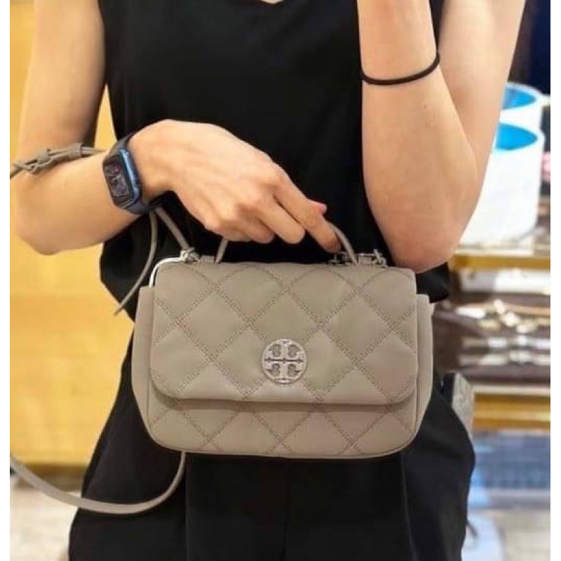 กระเป๋าtory burch 153400 Willa Matte Mini Top Handle Bag รุ่นใหม่สายโซ่ยาว+หนังรองบ่า ปรับได้