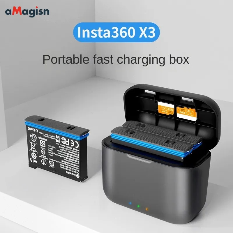【พร้อมส่ง】Insta360 X3 aMagisn Fast กล่องชาร์จและแบตเตอรี่เดิมสำหรับ Insta 360 ONE X 3 Charger Hub อุปกรณ์เสริม