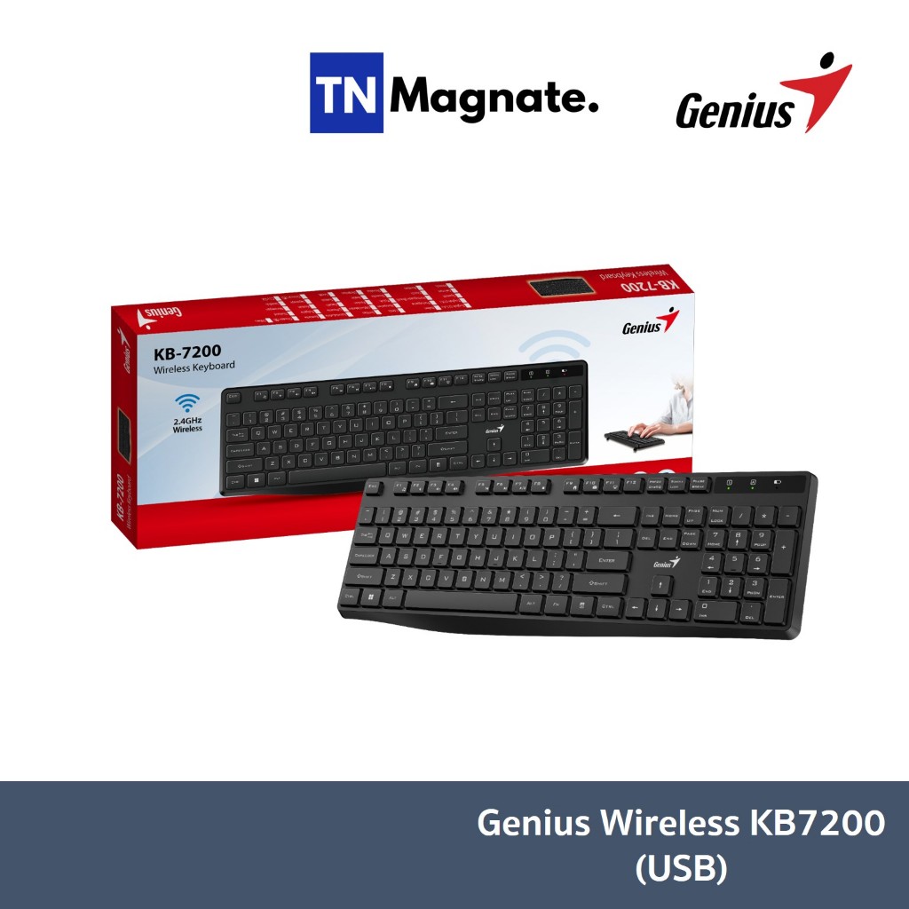 [คีย์บอร์ด] Genius Keyboard Wireless KB7200 (USB) - Black