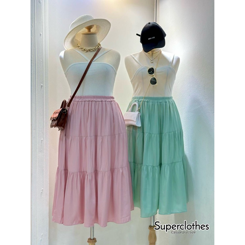 พร้อมส่ง|Dolly Skirt สีใหม่เข้าเพิ่มกระโปรงตัวยาว ดีเทลต่อชั้นๆ รูดเบาๆให้ดูหวานๆพริ้วๆ สาวอวบ ราคา ถูกที่สุด ดีลบีเคเค แกลเลอรีภาพที่ 7