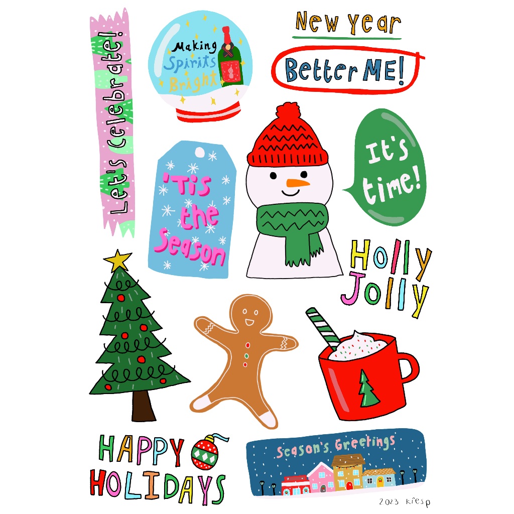 sticker holiday snowman edition สติกเกอร์น่ารัก ขนาด A6