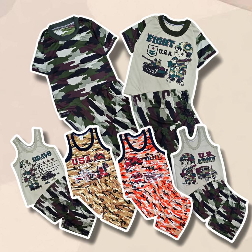 ชุดเด็กลายทหาร ลายพราง ชุดอาชีพเด็ก ผ้ามัน ไซส์ S-M สำหรับเด็ก 6 เดือน – 4 ขวบ STR0011