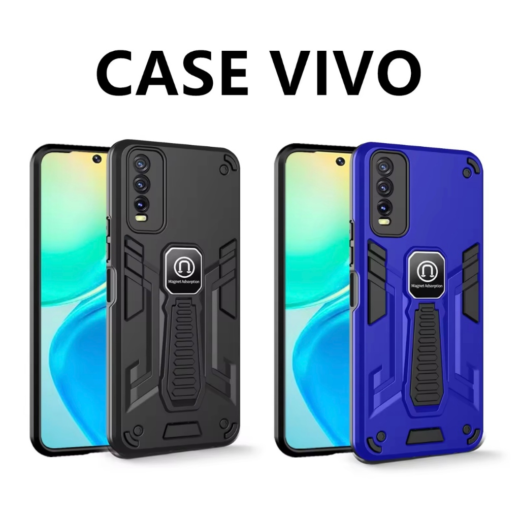 ส่งจากกรุงเทพ เคสmagnet Vivo Y17S เคสวีโว่ แม่เหล็กในตัว หุ่นยนต์ มีขาตั้ง ตั้งได้ กันกระแทก TPU Case Shockproof