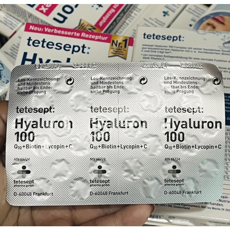 Tetesept Hyaluron ไฮยาลูลอน100mg จาก เยอรมัน ผสม Q10 + มะเขือเทศ ผิวใสออร่า ทานง่าย 30เม็ด - รูปที่ 3