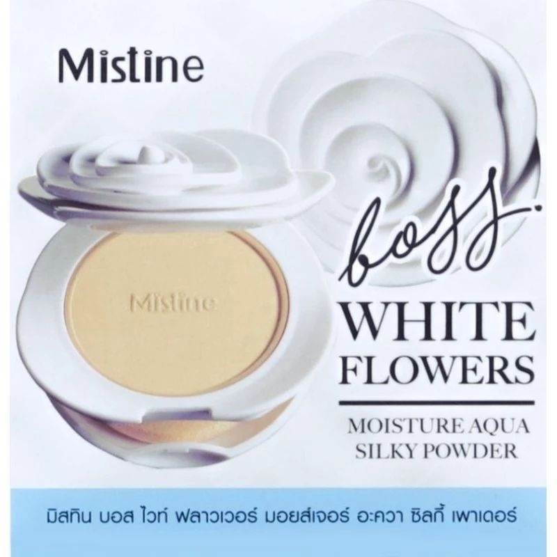 แป้งพัฟฟ์ Mistine Boss White Flowers Moisture Aqua Silky Powder SPF 30 PA+++ 10 g.