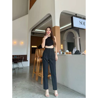 พร้อมส่ง(023)👩🏻‍💻WORK PANT👩🏻‍💻 กางเกงขากระบอกเล็ก 10 ส่วน เอวสูง ทรงสวย ผ้าไมโครเนื้อดี แต่งกระเป๋าหลัง ใส่ได้ทุกโอกาส