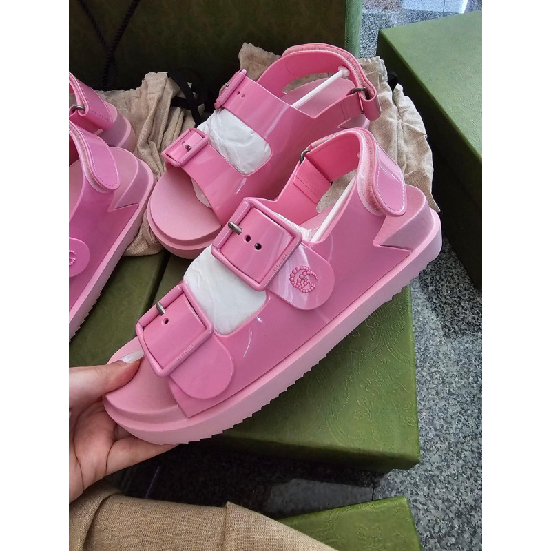 New‼️ Gucci rubber sandals ชมพู