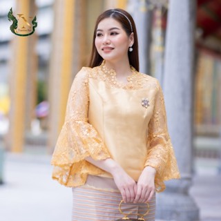 เสื้อไหมญี่ปุ่น แต่งแขนระย้า ผ้าลูกไม้ใยบวบ ชุดออกงาน ชุดไปว…