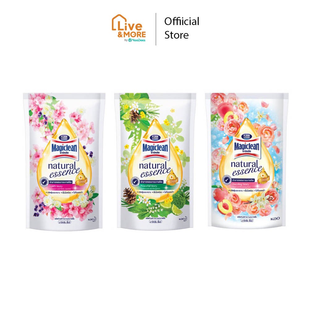 Magiclean มาจิคลีน เนเชอรัล เอสเซนส์ ชนิดถุงเติม  มี 3 กลิ่น ขนาด 700 มล. ผลิตภัณฑ์ทำความสะอาดพื้น