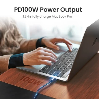 UGREEN สายชาร์จ 100w USB-C 2.0 to Angled USB-C M/M Cable Aluminium Shell with Braided 1-3 เมตร (Black) รุ่น US334