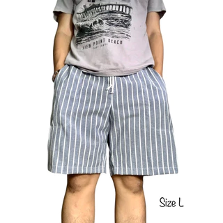กางเกงขาสั้นDClubลายริ้ว เอวยางยืด มีเชือกผูก มีกระเป๋าซ้ายขวา Size L,XL,XXL