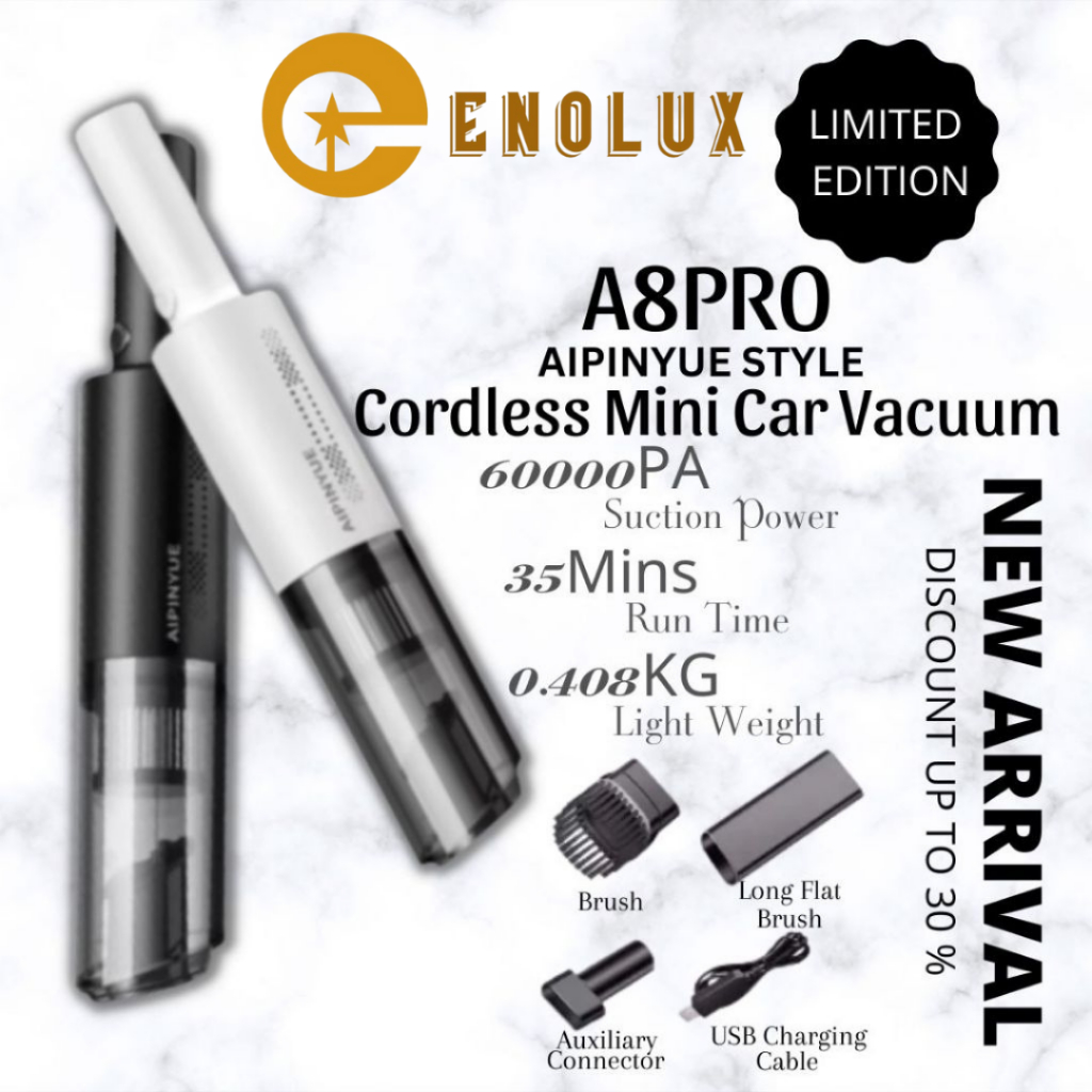 Enolux [Limited Offer]New 2023 Cordless Vacuum Cleaner Mini A8 Car Vacuum 18000kpa High Power Vacuum For Home Office Car