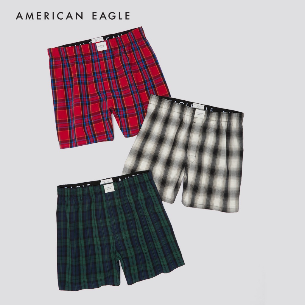 American Eagle Holiday Plaid Stretch Boxer Short 3-Pack กางเกง บ็อกเซอร์ ผู้ชาย แพ็ค3ชิ้น (NMUN 023-3906-900)