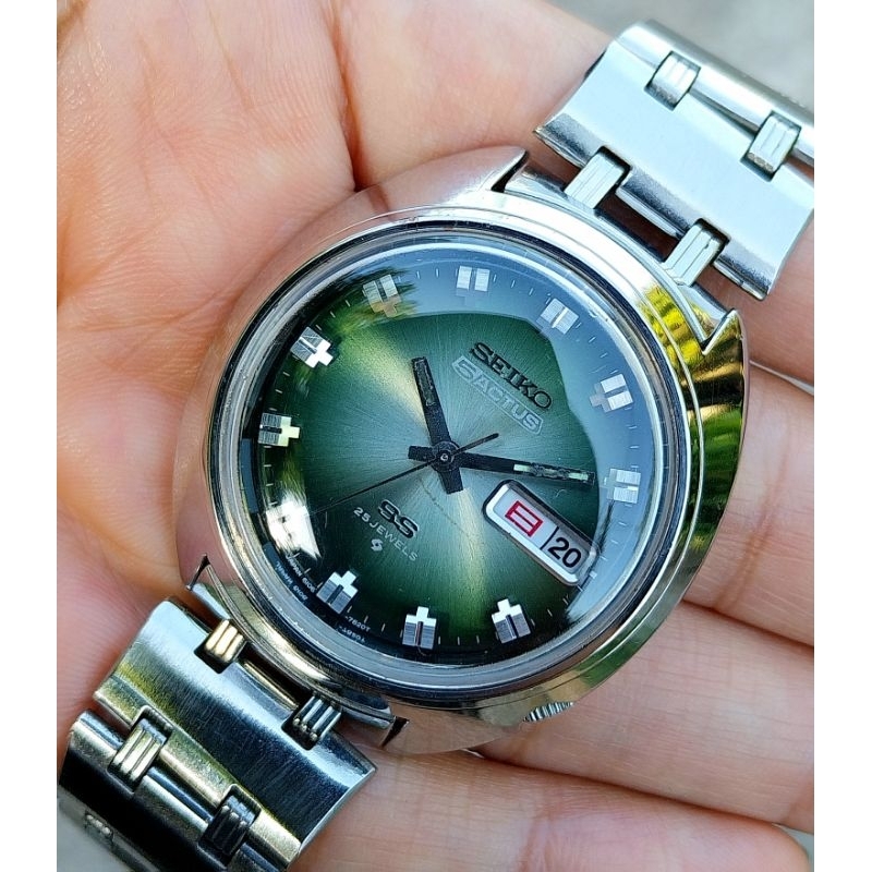 นาฬิกาแท้มือสอง Seiko Actus SS หน้าปัดเขียว 6106-7600 ออโตเมติก Japan