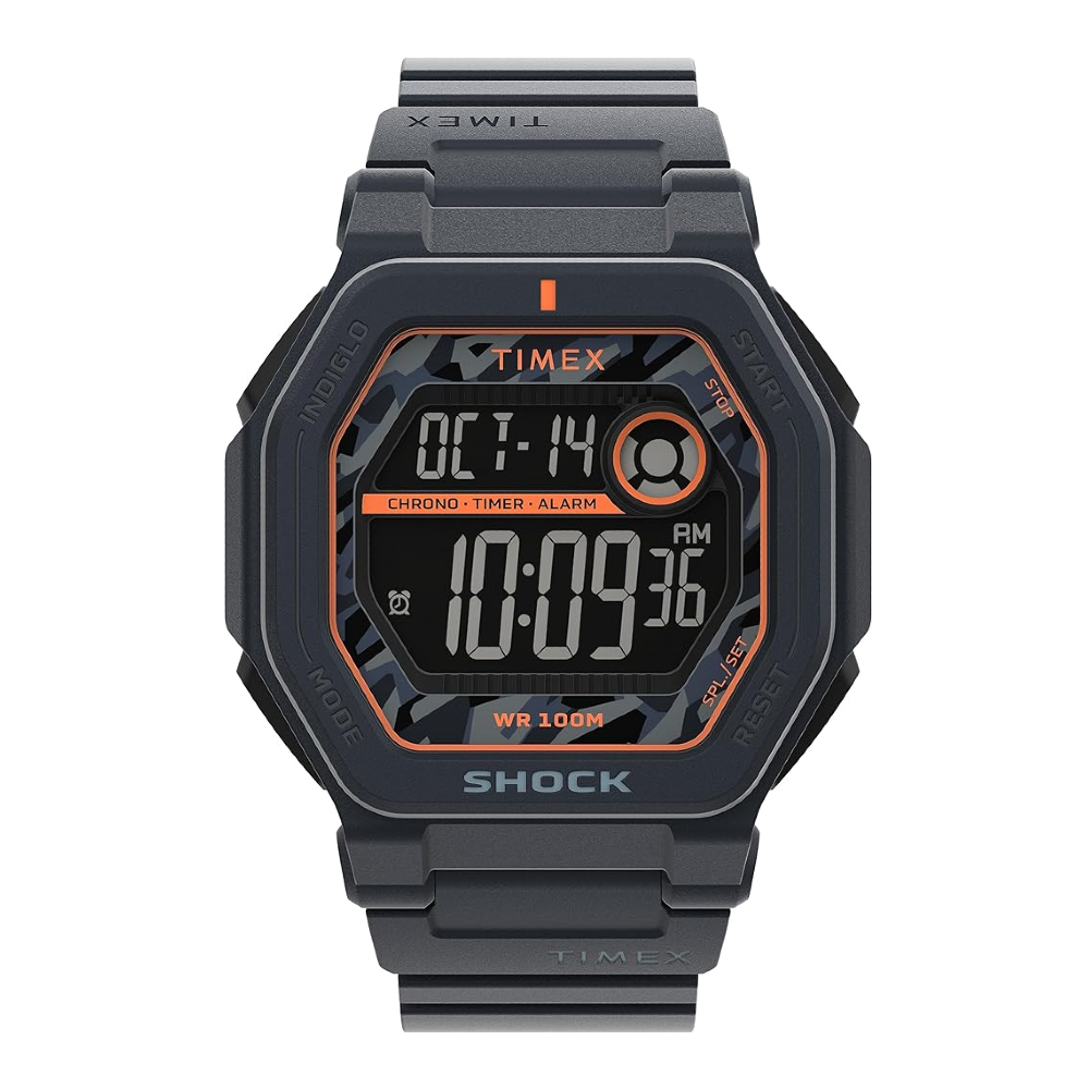 TIMEX TW2V93800 Trend Command นาฬิกาข้อมือผู้ชาย ดิจิตอล สายซิลิโคน สีเทา หน้าปัด  45 มม.