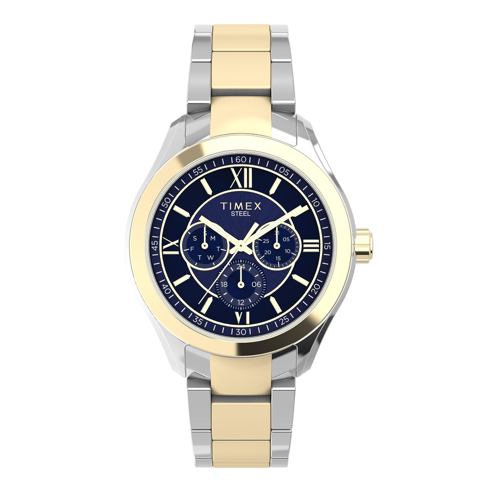 TIMEX TW2V95500 Dress นาฬิกาข้อมือผู้ชาย สายสแตนเลส สีเงิน/ทอง หน้าปัด  42 มม.