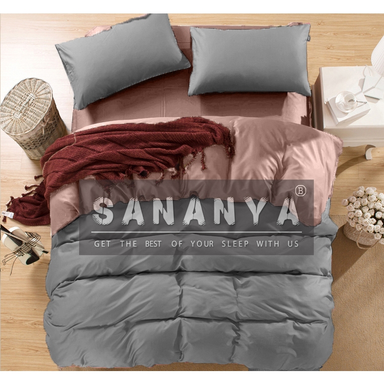 โปร  1099    ⭐️SANANYA BEDDING ชุดเครื่องนอนแบบทูโทน สีน้ำตาลโอวัลติน - เทา⭐️