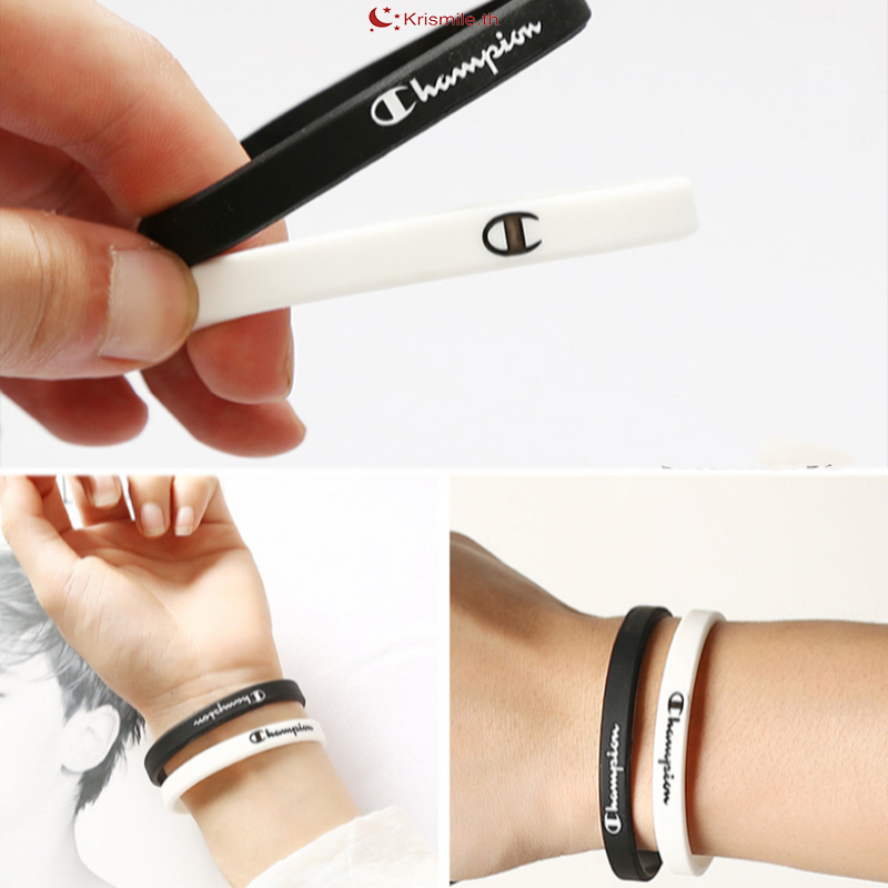 COD-ในไทย💖สร้อยข้อมือยาง สีดำและสีขาว กำไลข้อมือซิลิโคน 8 มิลลิเมตร สไตล์กีฬา แฟชั่นเรียบง่าย ได้ทุกเพศคู่รัก-Krismile.t