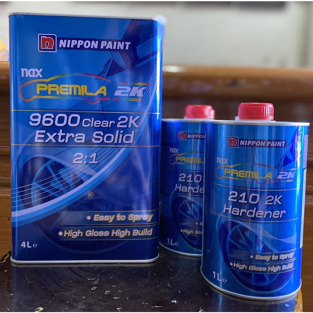 ชุดแล็คเกอร์ท๊อปโค๊ต Lacquer NAX Premira 9600 Clear 2K Extra Solid บรรจุ 4 ลิตร และตัวเร่ง 210 2K Hardener บรรจุ 1 ลิตร