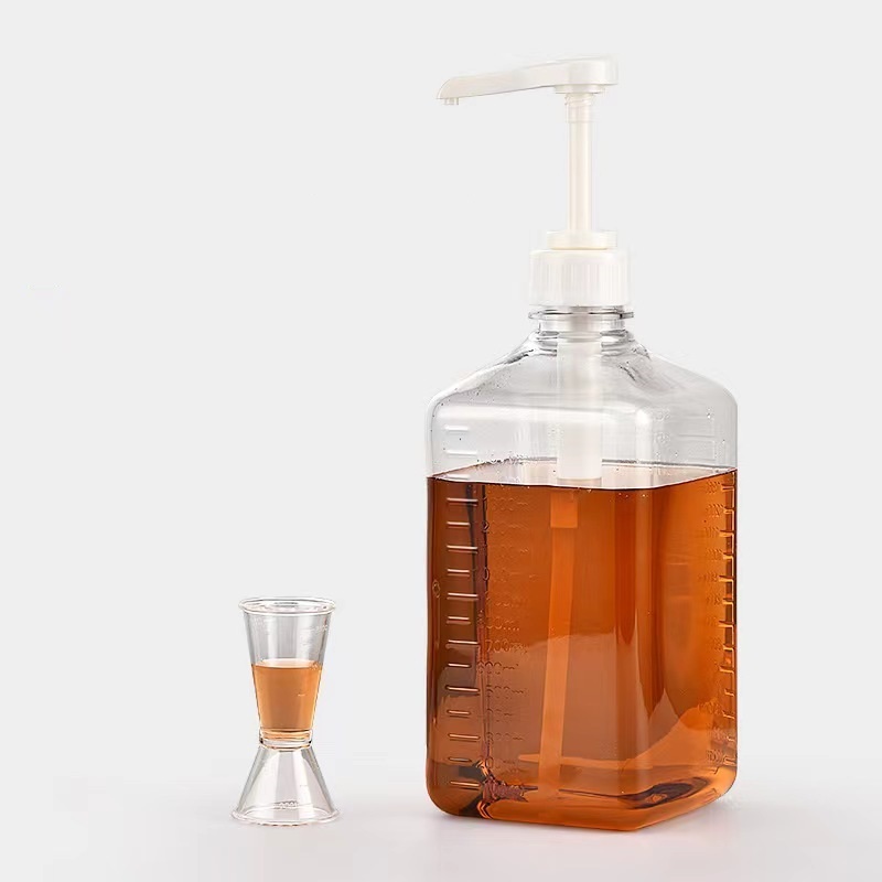 ขวดปั้มน้ำเชื่อม พลาสติก 10cc ขนาด 1600 ml Syrup Pump Bottle Made in Taiwan