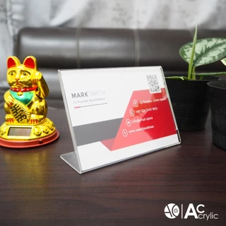 ป้ายอะคริลิคตั้งโต๊ะ A6 / 4x6นิ้ว แนวนอน 10.5x15.5 cm อะคริลิคใส 1 หน้า ทรง L (A6L1P)