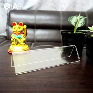 ป้ายอะคริลิคตั้งโต๊ะ 20x5cm. อะคริลิคใส 1 หน้า ทรง V (20x5V)