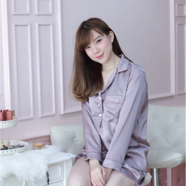 ครบสี*ชุดนอนผ้าซาติน ชุดนอนผู้หญิง ชุดนอนแขนยาวขาสั้น ชุดนอนผ้ามัน ชุดนอนไม่ได้นอน ชุดนอนกางเกง thumbnail 5