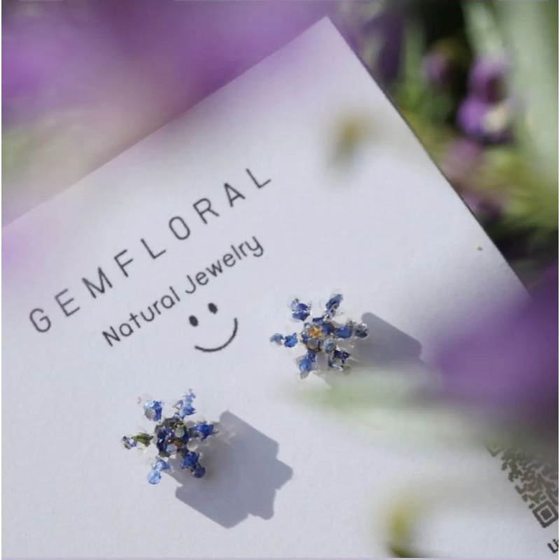 ต่างหูจี้หิมะ ดอก Forget me not