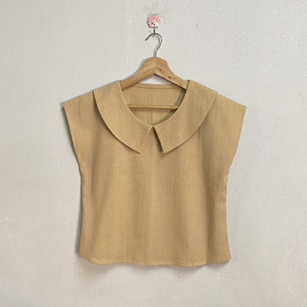 เสื้อแขนเลยผ้าฝ้าย100%คอบัวแหลม