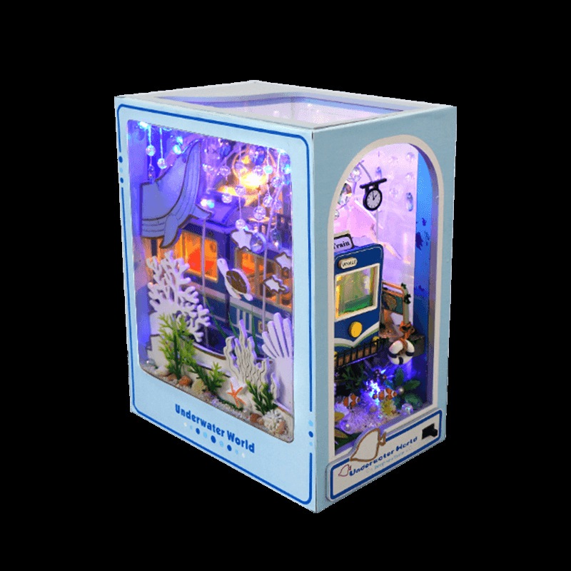 Book Nook DIY รุ่นTC39 แนะนำสู่โลกใต้น้ำ ที่กั้นหนังสือdiy บ้านโมเดลไม้จิ๋ว บ้านตุ๊กตา