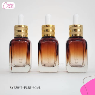 [COSS]ขวดแก้วดรอปเปอร์สีชา SYB20*T-PURE*30ml.ฝาเอสเต้สีทอง จุกขาว ขวดใส่เซรั่ม สกินแคร์ ราคาส่ง พร้อมส่ง
