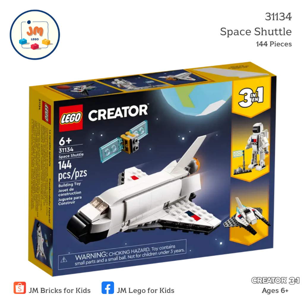 LEGO Creator 3-in-1 31134 Space Shuttle (144 Pieces) สำหรับเด็กอายุ 6 ปีขึ้นไป Brick Toy ตัวต่อ