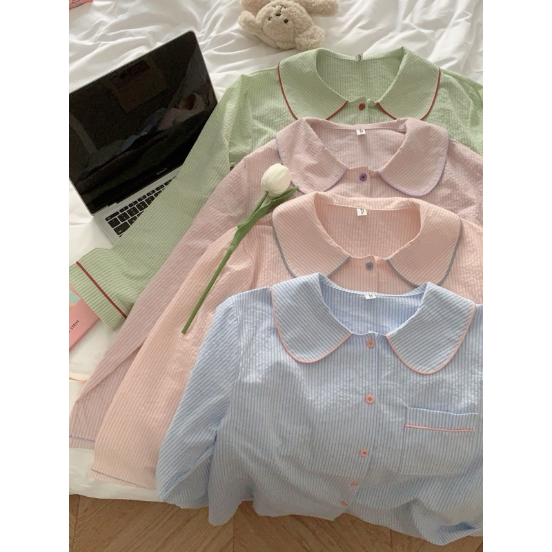 WL55/WL58 - Gummies Sleepwear - ชุดนอนแขนยาว - ขาวยาว