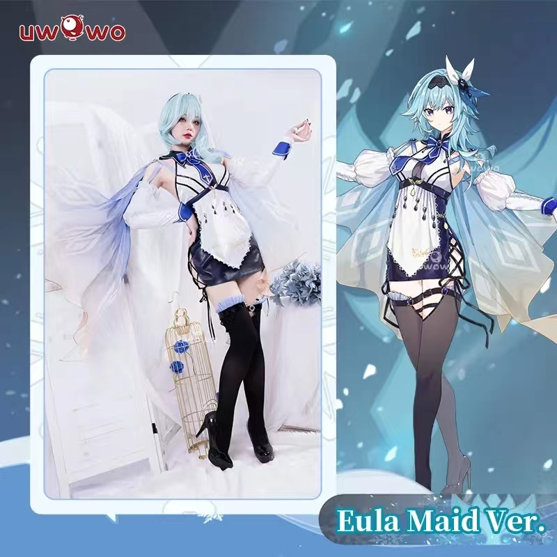UWOWO Eula คอสเพลย์แม่บ้านแต่งตัวเกมพิเศษ Genshin ผลกระทบคอสเพลย์แม่บ้าน Ver.Eula