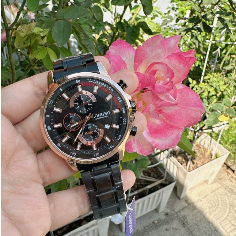 นาฬิกาข้อมือผู้ชาย LONGBO รุ่นL-80745G นาฬิกาข้อมือ นาฬิกาผู้ชาย สายเหล็ก โครโนกราฟ ของแท้ทำงานทุกระบบ กันน้ำ