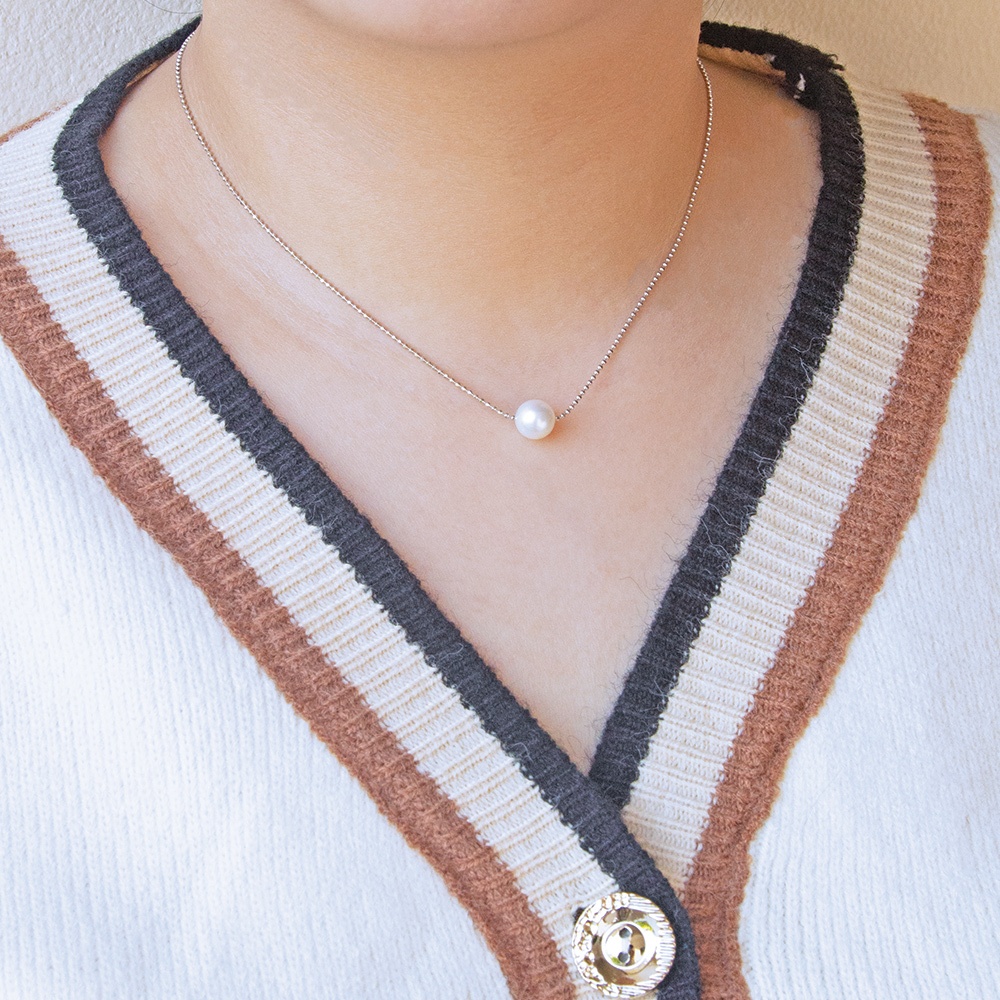 PEARL BIJOU قلادة فضة بلؤلؤ المياه العذبة — صورة 2