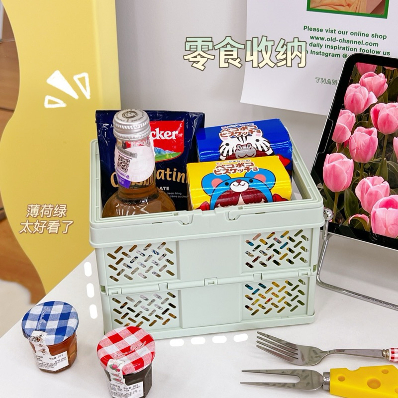 พร้อมส่ง🍎 ตระกร้าใส่ของ ตระกร้าพับได้ ตระกร้าใส่ของสีพาสเทล ตระกร้าใส่ของ - รูปที่ 3