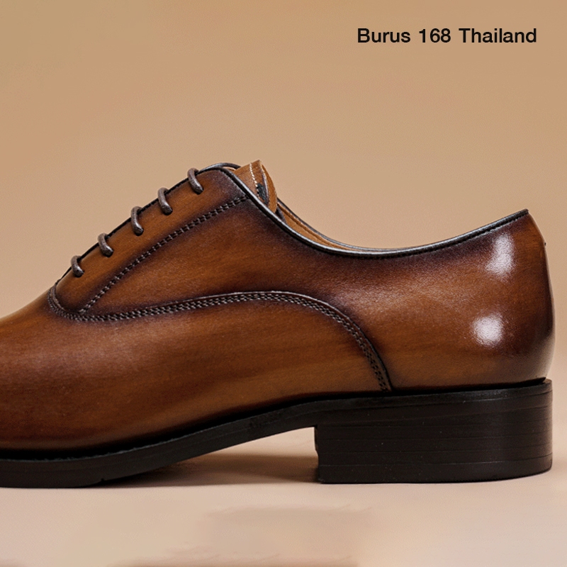 [Size 38-47] รองเท้าหนังแท้ ผู้ชาย (เย็บพื้นทุกคู่) - รุ่น Cap-toe Oxford คัทชูหนังแท้ผู้ชาย รองเท้าหนังทำงาน